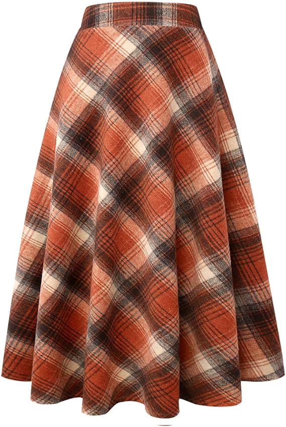 long plaid wool skirt womens fall